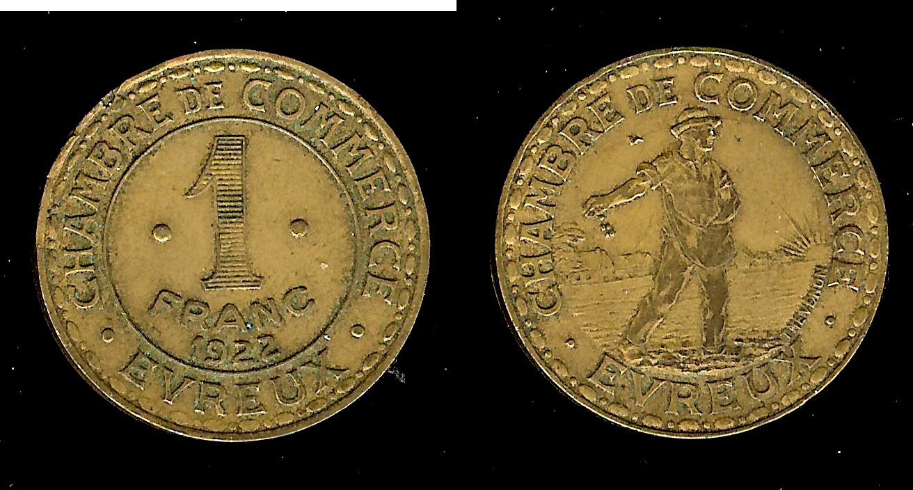 Evreux 1 franc 1922 gVF